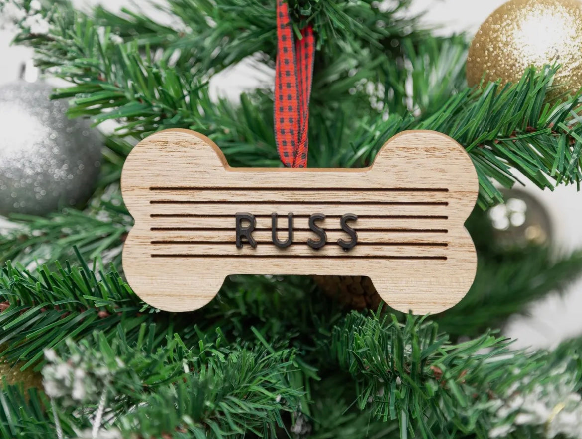 Christmas Wooden Bone Letterboard Pet Ornament
